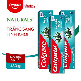 Bộ 3 Kem đánh răng Colgate thiên nhiên làm trắng từ Tảo biển và muối tinh khiết 180g/tuýp