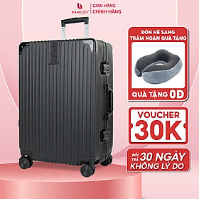 Vali khung nhôm khóa sập BAMOZO 9066 MÀU ĐEN size 20/24/28 , nhựa ABS/PC cao cấp, bịt 4 góc kim loại chống va đập cực tốt