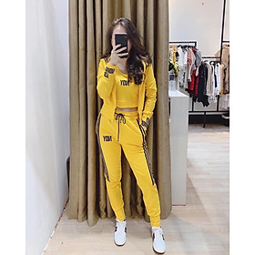 combo đồ bộ nữ 3 món phong cách thể thao thêu NOY
