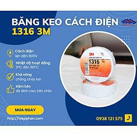 [COMBO 50 CUỘN GIÁ SỐC] Băng keo cách điện PVC 1316 16mx18mm 3M - Trắng