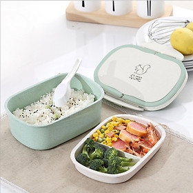 Hộp cơm lúa mạch 2 tầng đựng cơm văn phòng, du lịch, dã ngoại, có quai sách siêu tiện ích mã HC15