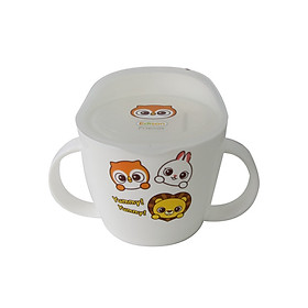 Cốc tập uống bằng nhựa Edison màu trắng, có nắp đậy tặng xe trượt đà cho bé VBC-123-6 (ngẫu nhiên)