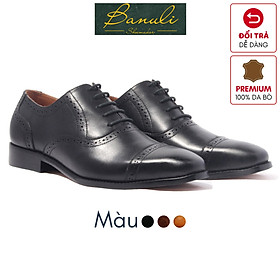 Giày Tây Oxford Banuli Nam Công Sở Da Bê Italian Dây Buộc H1CO1M1 (Da Mềm Dẻo, Đế Siêu nhẹ, Bảo Hành Trọn Đời)