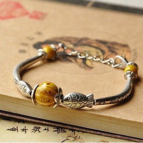 Vòng tay gốm charm phối song ngư VGOM60