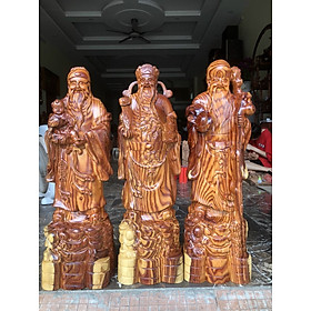 Bộ tượng phật tam đa phúc lộc thọ bằng gỗ trắc đẹp long lanh kt cao 70×20×17cm