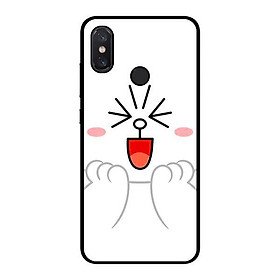 Ốp lưng dành cho điện thoại Xiaomi Redmi Note 6 Pro  Thỏ Line Trắng Smile