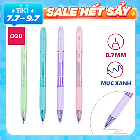 Bút bi bấm ngòi 0.7mm mực xanh Deli - Màu sắc theo lựa chọn - 1 chiếc - EQ199-BL