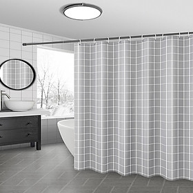 Rèm phòng tắm chống nước 1.8m*1.8m có sẵn móc VUÔNG XÁM cao cấp