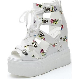 Giày Sandal đế xuồng phong cách cá tính S087T (Trắng)