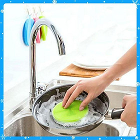 Mua Bộ 03 Miếng silicon rửa chén bát  xoong nồi có móc treo tiện dụng - Hàng Chất Lượng