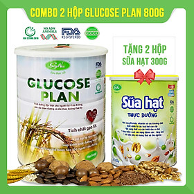 Combo 2 hộp Sữa thực vật Glucose Plan Soyna 800g tặng kèm 2 hộp sữa hạt 300g hoặc 2 hộp sữa mầm gạo lứt 300g