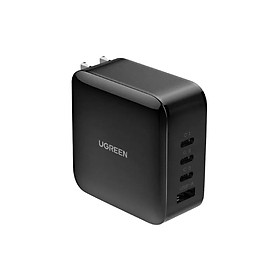 Mua sạc siêu nhanh 4 cổng 3x type C và 1x A màu đen Ugreen 224AC70773CD 65W 3C+1A PD3.0 GaN hàng chính hãng
