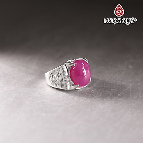 Nhẫn bạc nam mặt đá Ruby 14x11mm Ni18 mệnh hỏa, thổ - Ngọc Quý Gemstones