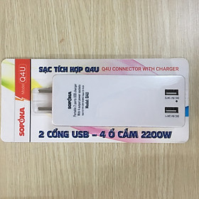 Ổ cắm điện đa năng 4 ổ và 2 cổng sạc USB - Sopoka Q4U