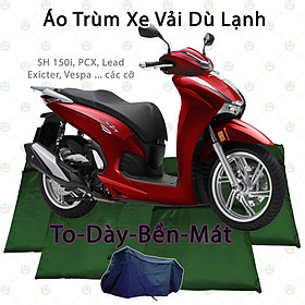 [Loại To - Tốt] Áo Bạt Phủ Trùm Xe Máy Cỡ Lớn KhoNCC Hàng Chính Hãng - Dù Cá Cỡ 3 - Rêu Đậm