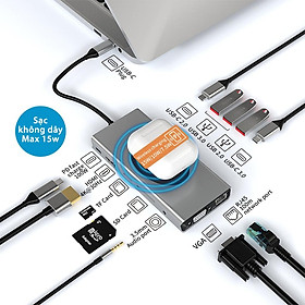 Mua Bộ HUB TEEMO PC Sạc Không Dây Chia 13 Cổng USB Type C HDMI PD Dùng Cho Laptop Surface Macbook IPad Điện Thoại - Hàng Chính Hãng