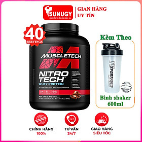 Hình ảnh Review Combo Sữa tăng cơ cao cấp Whey Protein Nitro Tech của MuscleTech hộp 4 LBS hỗ trợ tăng cơ, giảm cân, đốt mỡ cho người tập GYM & Bình lắc 600 ml (Màu Ngẫu Nhiên)