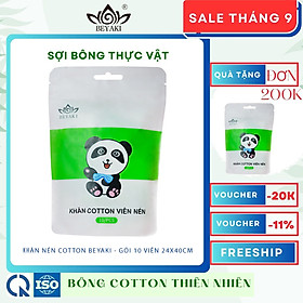 10 Viên Khăn Nén Beyaki Du Lịch Hoặc Công Tác Vải Bông Dày Dặn Êm Mịn 24x40 cm