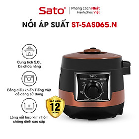 Nồi áp suất đa năng SATO 5AS065.N 5.0L - Nồi áp suất đa chức năng : nấu cơm, nấu cháo, hầm gân, ninh, súp, hấp, giữ ấm ...- Miễn phí vận chuyển toàn quốc - Hàng chính hãng