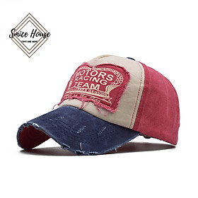 Nón lưỡi trai MOTOR RACING denim rách phong cách bụi bặm dành cho cả nam và nữ - Smice House - mũ che nắng có thể điều chỉnh size