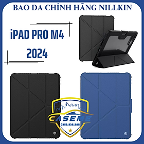 [iPad Pro M4] Bao da chính hãng Nillkin Bumper Leather Case Pro dành cho iPad Pro 11 inch M4 2024, iPad Pro 13 inch M4 2024 (Có khe cắm bút Apple Pencil) - Hàng chính hãng - iPad Pro 13 inch M4 2024 - Xanh