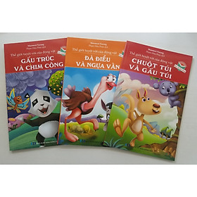 Combo (3 cuốn) Thế Giới Tuyệt Vời Của Động Vật: Gấu Trúc Và Chim Công + Đà Điểu Và Ngựa Vằn + Chuột Túi Và Gấu Túi