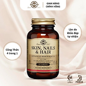 Viên Uống Solgar Skin , Nails And Hair Advance With SMS Giúp Đẹp Da , Chắc Móng , Tóc Giảm Gãy Rụng [Lọ 60 Viên]