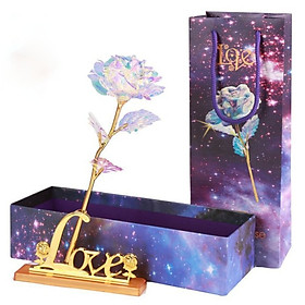 Quà Valentine, Quà 8/3, Quà Sinh Nhật Ý Nghĩa Tặng Cho Bạn Gái, Tặng Vợ (Phiên Bản Giới Hạn) - Hoa Hồng Galaxy Đế Chữ Love Có Đèn Led Phát Sáng