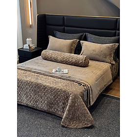 Bộ chăn ga gối nỉ nhung Kim Sa cao cấp FREEMOND (gồm 5 món) Hàng chính hãng
