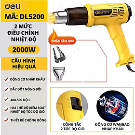 Mua Máy Khò Nhiệt Khò Hơi Nóng Deli Cao Cấp Công Suất Cao 2000W - Co Màng Cơ Đóng Gói Hàng Hóa - Khò Thực phẩm - Sơn Tường