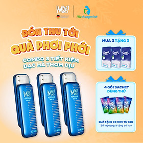 Combo 3 Hộp Kẹo Bạc Hà Không Đường Impact Mints 9g (tặng kèm 3 gói Tempo)