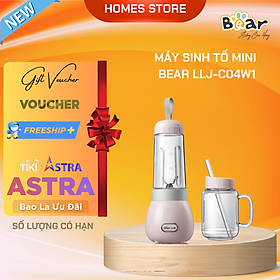 Máy Xay Sinh Tố Mini, Máy Xay Sinh Tố Cầm Tay BEAR LLJ-C04W1 Gồm 2 Cối Sử Dụng Sạc PIN Dung Tích 500ML Công Suất 150 W - Hàng Chính Hãng