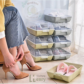 Mua Combo 3 Hộp Đựng Giày Dép Nắp Nhựa Cứng Trong Suốt Có Nắp Đậy Thoáng Khí - HENRYSA
