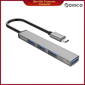 Bộ Chia USB Orico Type C ra 4 cổng USB 3.0 & USB 2.0 AH-13-GY-BP - Hàng Chính Hãng