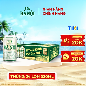 Bia Hà Nội Nhãn Xanh Khuyến mại hè  - Thùng 24 lon 330ml