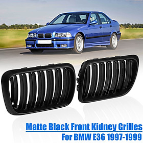 Pair Matte Black ABS Front Kidney Grilles For BMW E36 1997-1999