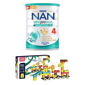 Sữa bột Nestlé NAN OPTIPRO PLUS 4 1500g/lon với 5HMO Giúp tiêu hóa tốt + Tăng cường đề kháng - Tặng Bộ Lego Xe Lửa (2 - 6 tuổi)