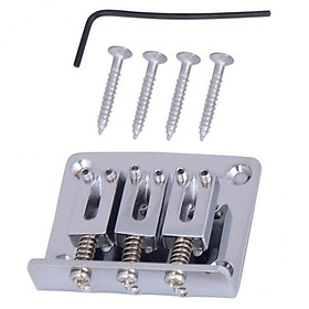 2xGuitar Bridge with Wrench Screw Set for 3 String Electric Guitar Part Silver