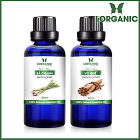 Combo Tinh Dầu Sả Chanh Lorganic + Quế Lorganic (50ml / Chai)