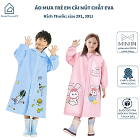Áo Mưa Trẻ Em Cài Nút Chất Eva Bền Nhẹ, Form To Mang Cặp Đi Học Cho Bé Tiểu Học Cao Từ 110-145cm - HÀNG CHÍNH HÃNG MINIIN