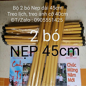 Bộ 2 bó ống trúc( nẹp ) treo lịch, treo tranh, ảnh , giấy thư pháp. Treo cỡ tranh 40cm