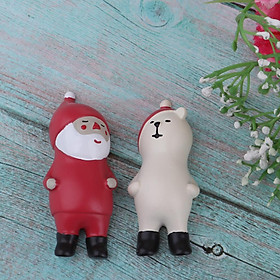 Handmade Dollhouse Resin Creative Christmas Ornaments Polar Bear Santa Cartoon Figurine Model for Fairy Garden Accessory Decor