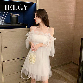 Đầm Chữ A Trễ Vai Phối Lưới Thời Trang Nữ Tính
