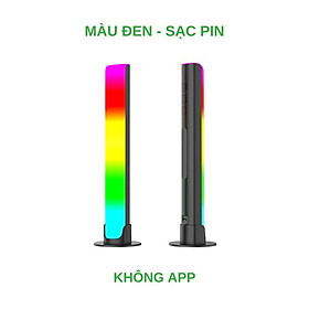 Thanh đèn LED RGB nháy theo nhạc thông minh cao 22cm cho máy tính, tivi đặt trong xe ô tô và decor phòng cực kì đẹp điều khiển qua giọng nói, có Pin dùng được 4 tiếng - Màu Đen - NO APP