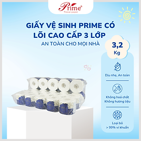 GIẤY VỆ SINH 3 LỚP PRIME (1,6KG) CÓ LÕI - COMBO 2 DÂY MÀNG NHŨ