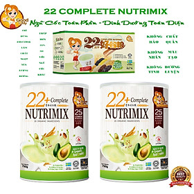 Combo 2 hộp bột ngũ cốc dinh dưỡng cao cấp 22 Complete Nutrimix - Organic Avocado  vị Bơ hữu cơ 750g hộp  Tặng 1 hộp Wheat Grass Mầm lúa mì 250g