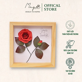 Mua Tranh Hoa Giấy Handmade Trang Trí - Hoa Hồng Đỏ Nhỏ MAYPAPERFLOWER Khung Gỗ Size 19x19cm