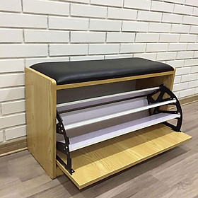Tủ giày thông minh gỗ cao cấp, kệ ghế để giày 3 ngăn siêu tiết kiệm diện tích,80cmx30cmx45cm