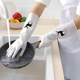 Mua Bao tay cao su rửa chén hình hươu siêu dai  găng tay rửa bát đa năng chất liệu cao su loại ngắn