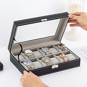 Hộp Đựng Đồng Hồ 12 Ngăn da cao cấp 012